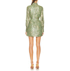 Jonathan Simkhai Halen Moire Fil Coupe Draped Mock Neck Dress - Hunter Green Metallic