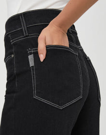Paige Sasha 32″ Wide Cuff Jean – Twilight Black