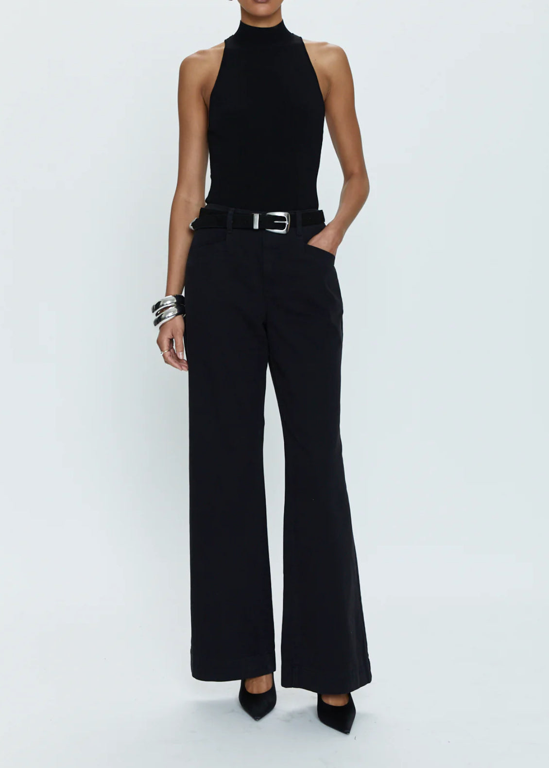 Pistola Jasmine High Rise Wide Leg Trouser - Black