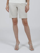 Hilton Hollis Mini Houndstooth Shorts - Beige/Silver