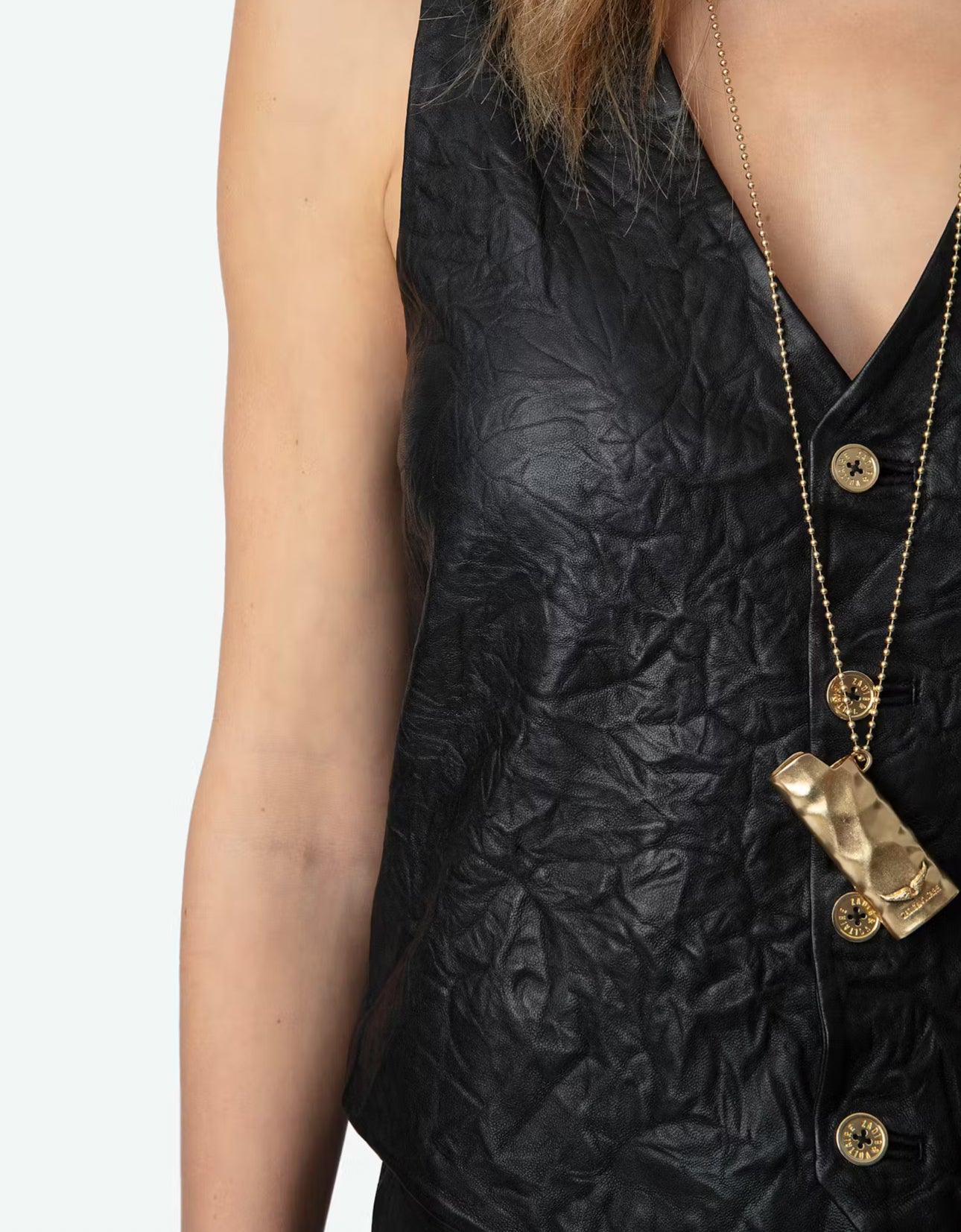 Zadig & Voltaire Emilie Crinkled Leather Vest