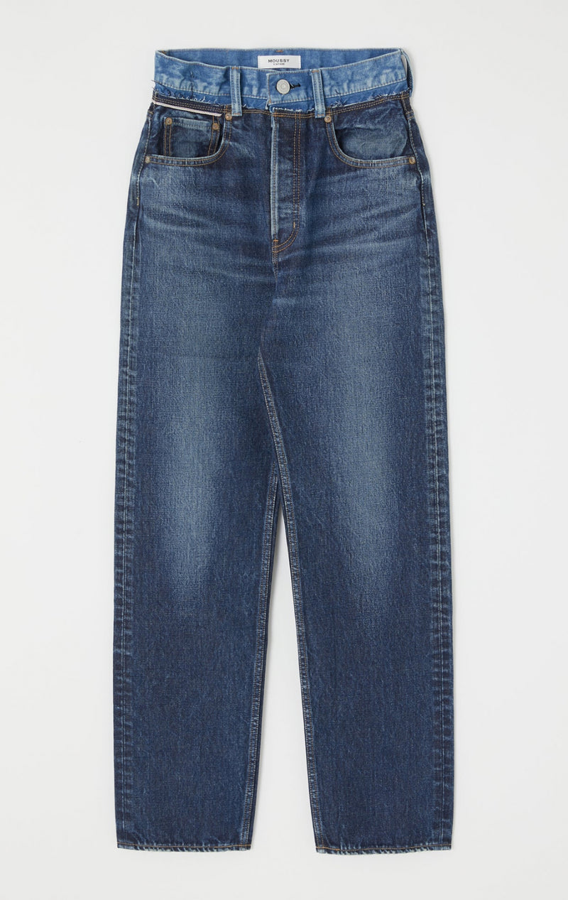 Moussy Vintage Boulder Wide Straight - Dark Blue