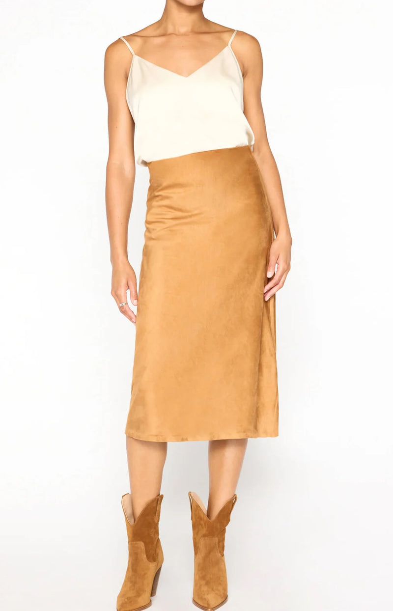 Brochu Walker The Hallie Vegan Suede Slip Skirt - Camel