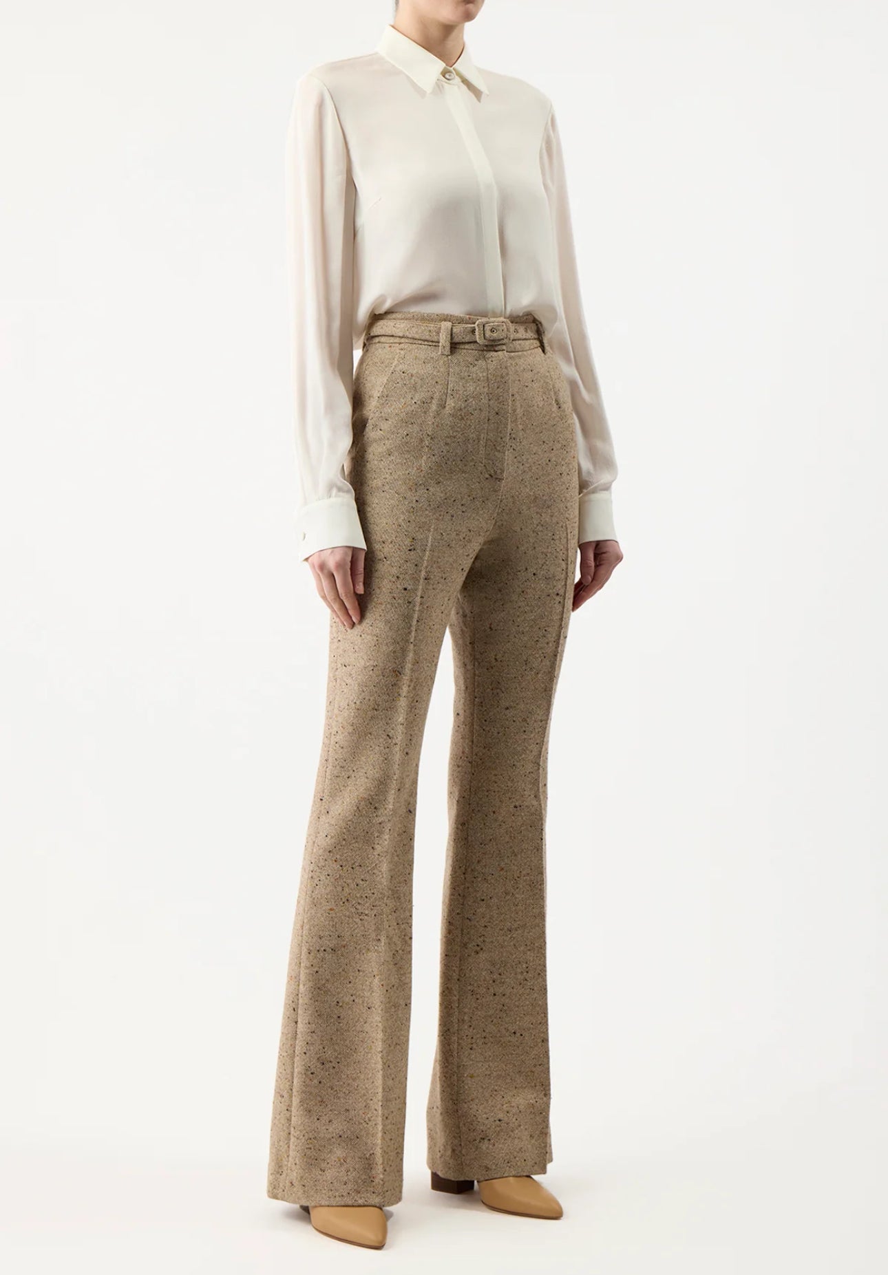 Gabriela Hearst Josh Pant in Wool Cashmere - Oatmeal Multi