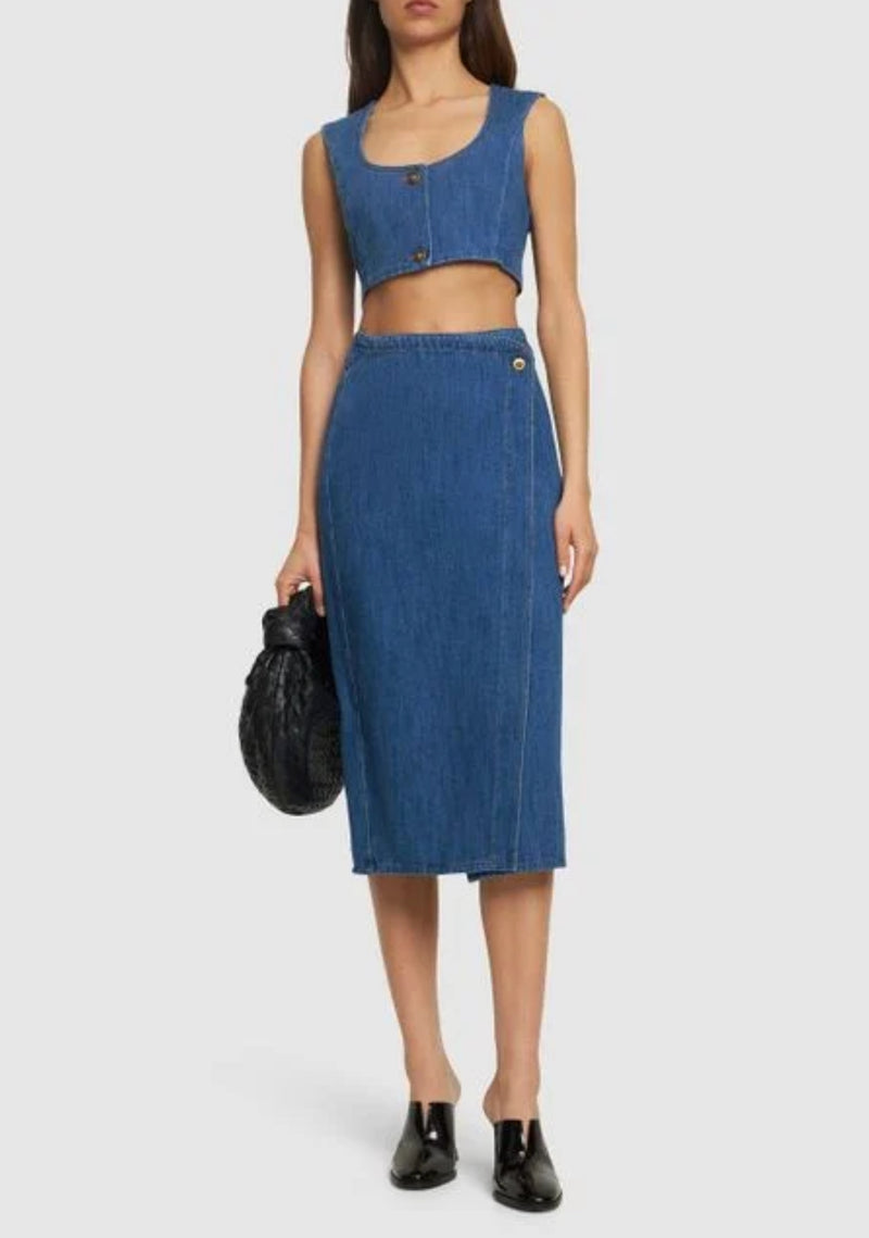 forte_forte Calvary Cotton Denim Wrap Skirt