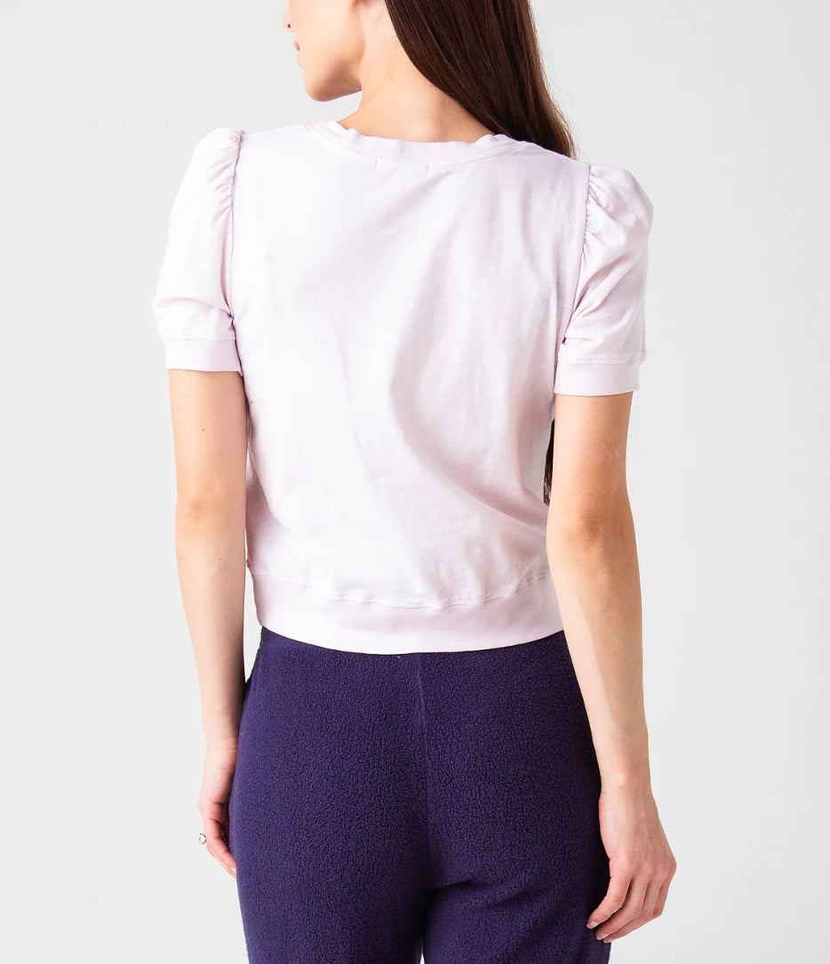 Sundry Puff Sleeve Banded Tee - Pink