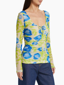 GANNI Floral‎ Mesh Scoop Neck Top
