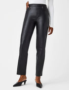 Spanx Leather-Like Slim Straight Pant - Luxe Black