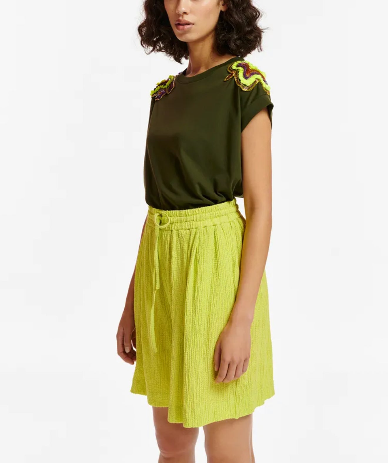 Essentiel Antwerp Seersucker Shorts -  Lime Green