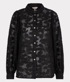 Esqualo Gathering Jacquard Blouse - Black