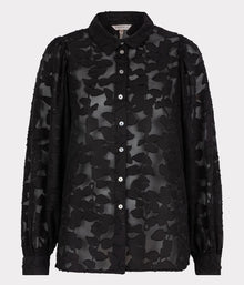 Esqualo Gathering Jacquard Blouse - Black