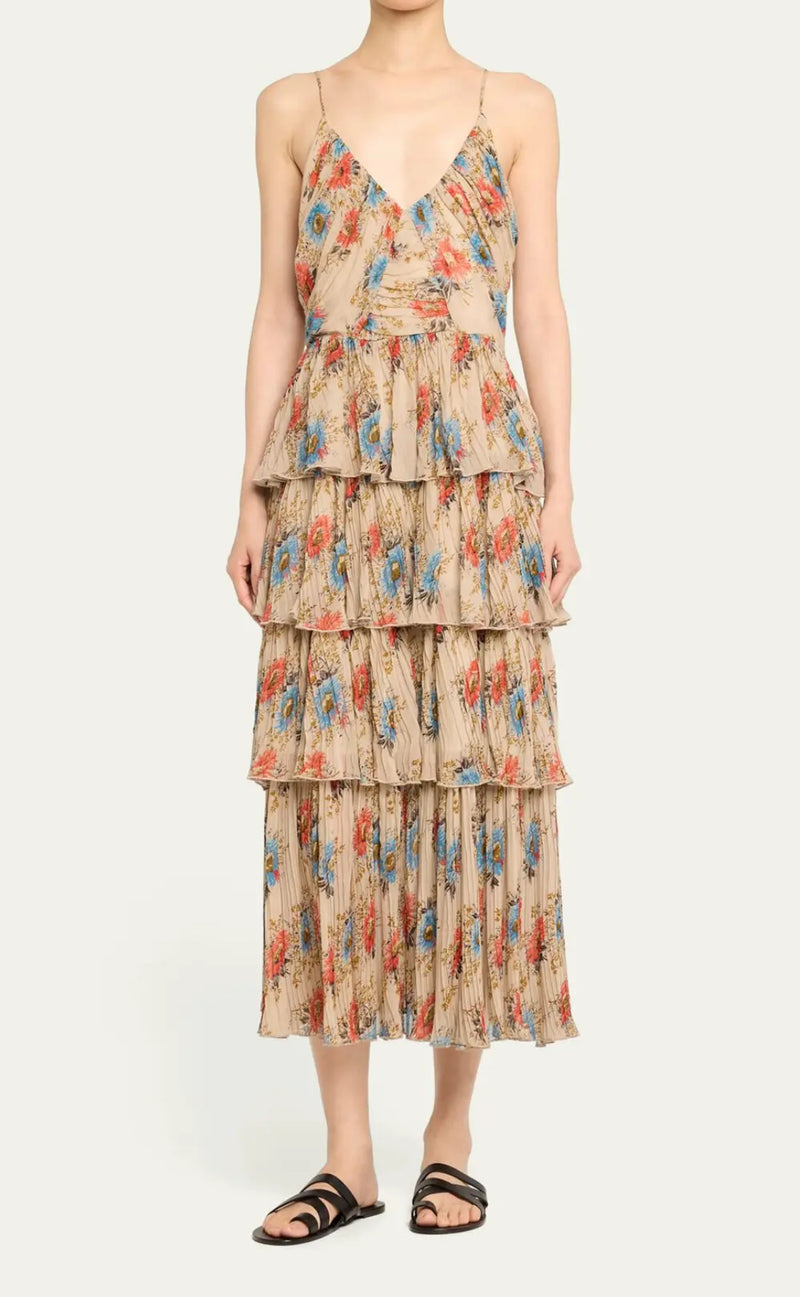 Sea New York Roanne Floral Tiered Midi Dress