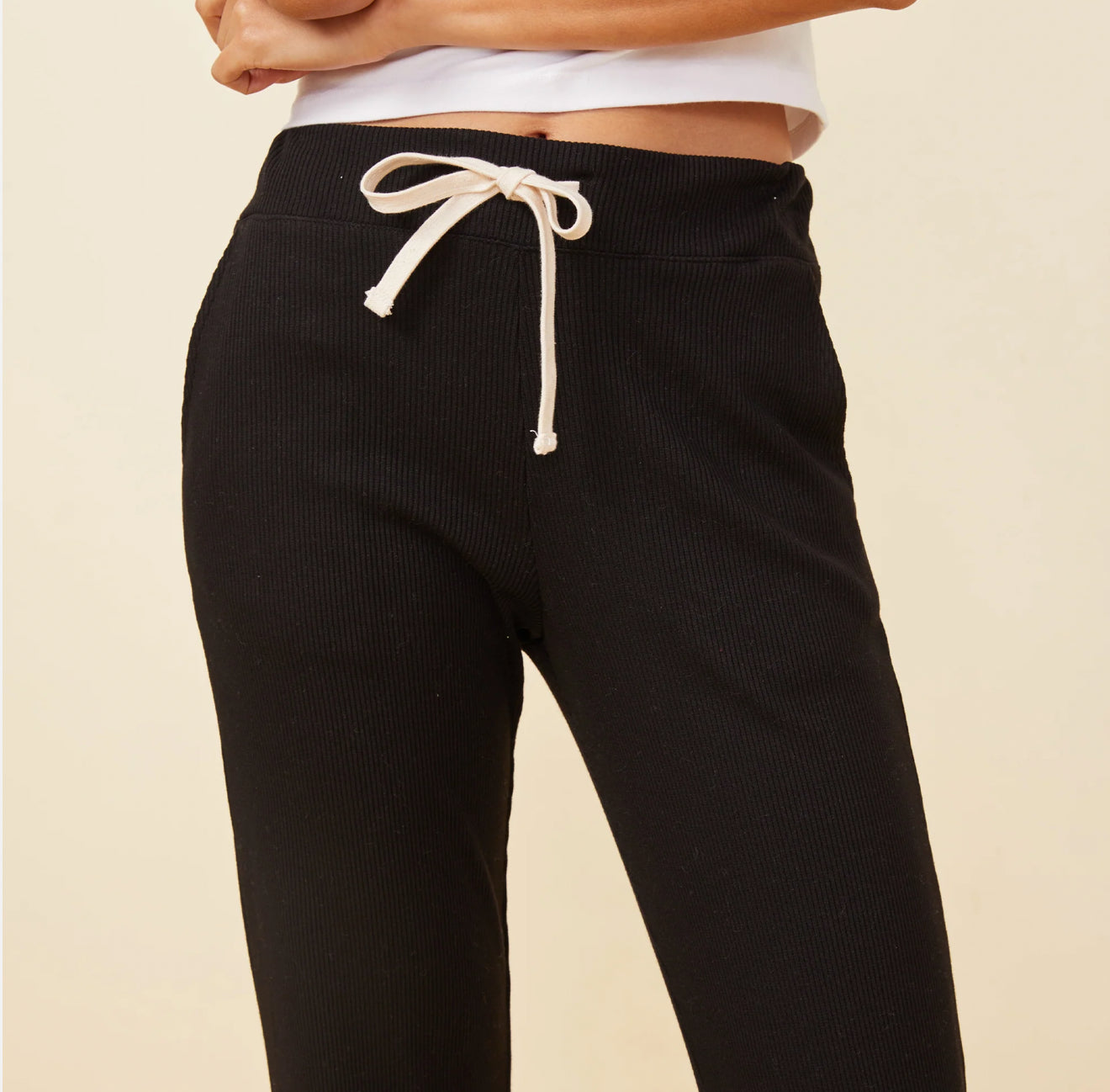Monrow Rib Around Town Pant - Black