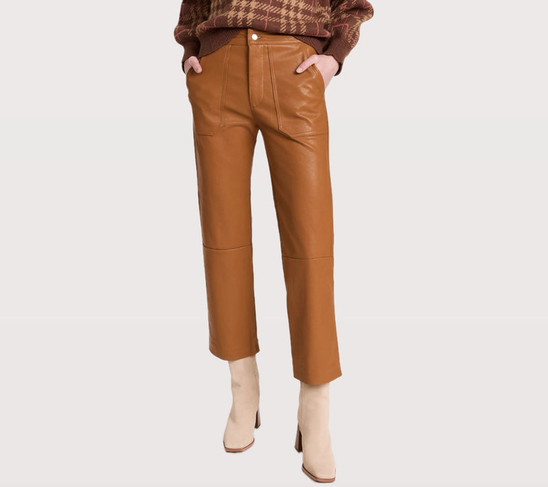LNA Rune Faux Leather Pants - Toffee