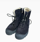 Lofina Lace Up Suede Boots With Shearling Interior - Navy