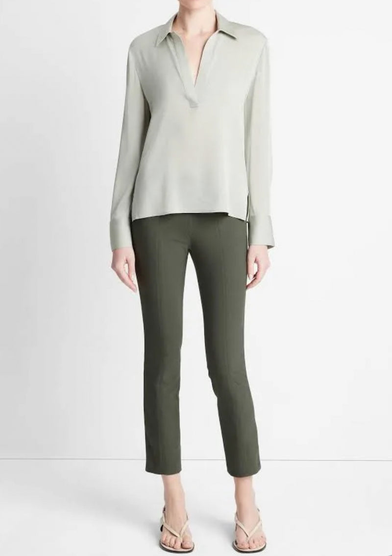 Vince Stretch Silk Blouse - Silver Sage