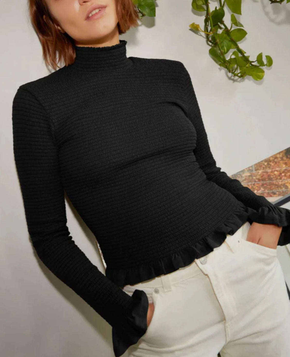 Nation Ltd. Yael Open Back Turtleneck - Jet Black