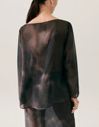 SILK LAUNDRY Chiffon Audrey Top - Smoke