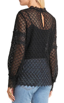 IRO Amia Macramé Lace Blouse - Black