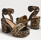 Sam Edelman Liana Platform Sandal - Black/Natural Raffia