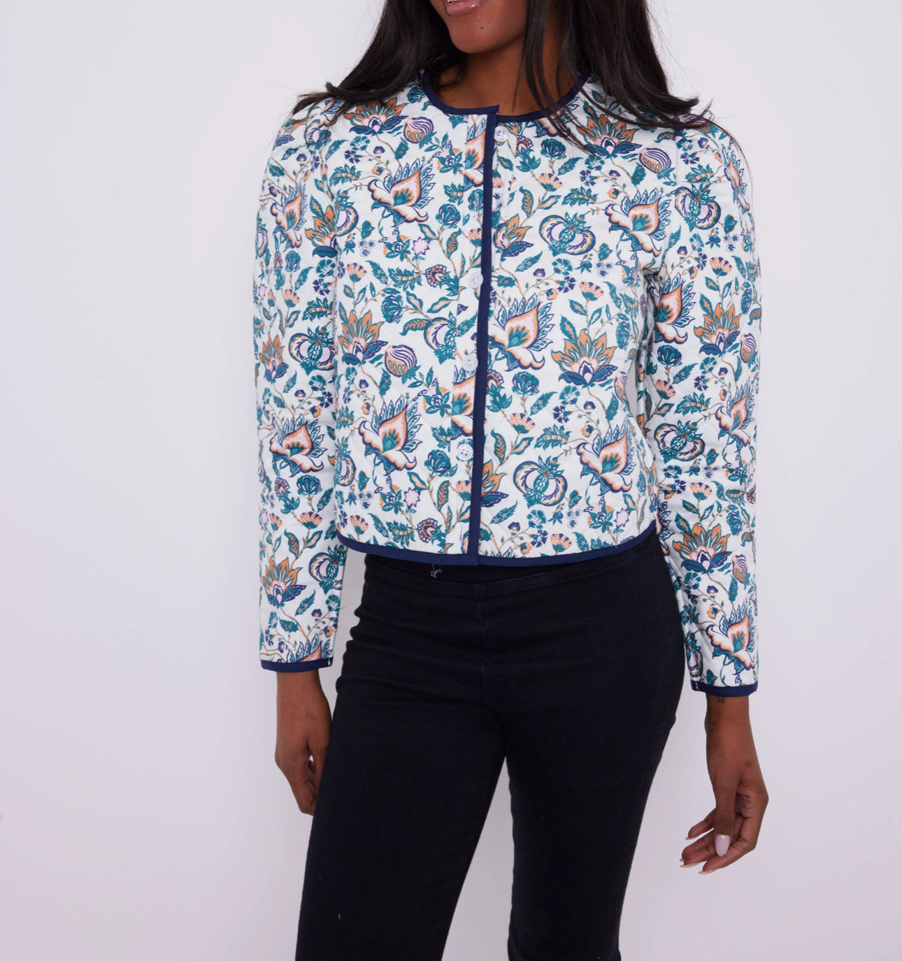 Sail To Sable French Floral Button Front Jacket