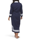 Sail To Sable Long Sleeve Classic Maxi Tunic - Navy/White