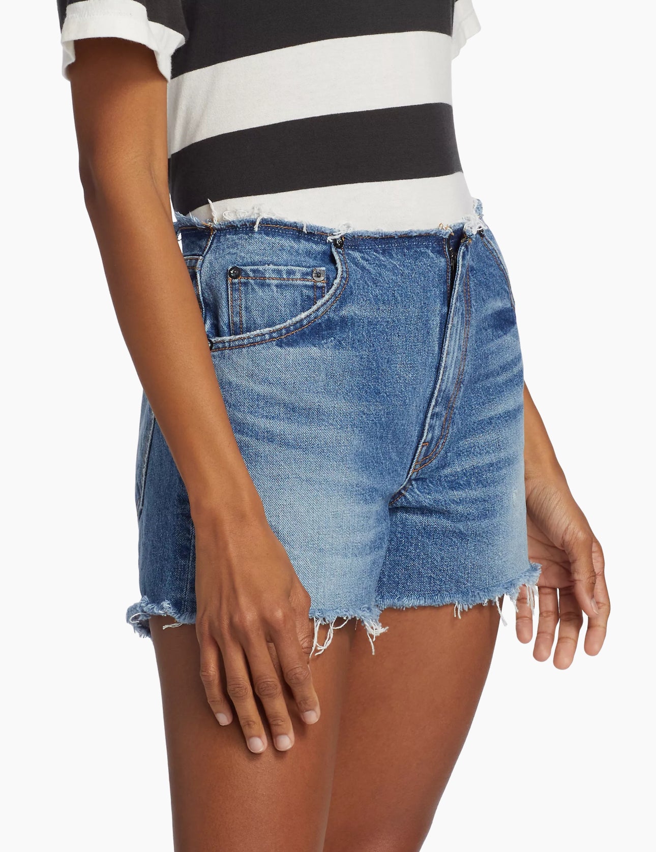 ASKK NY Distressed Waistband Shorts - Dark Mojave