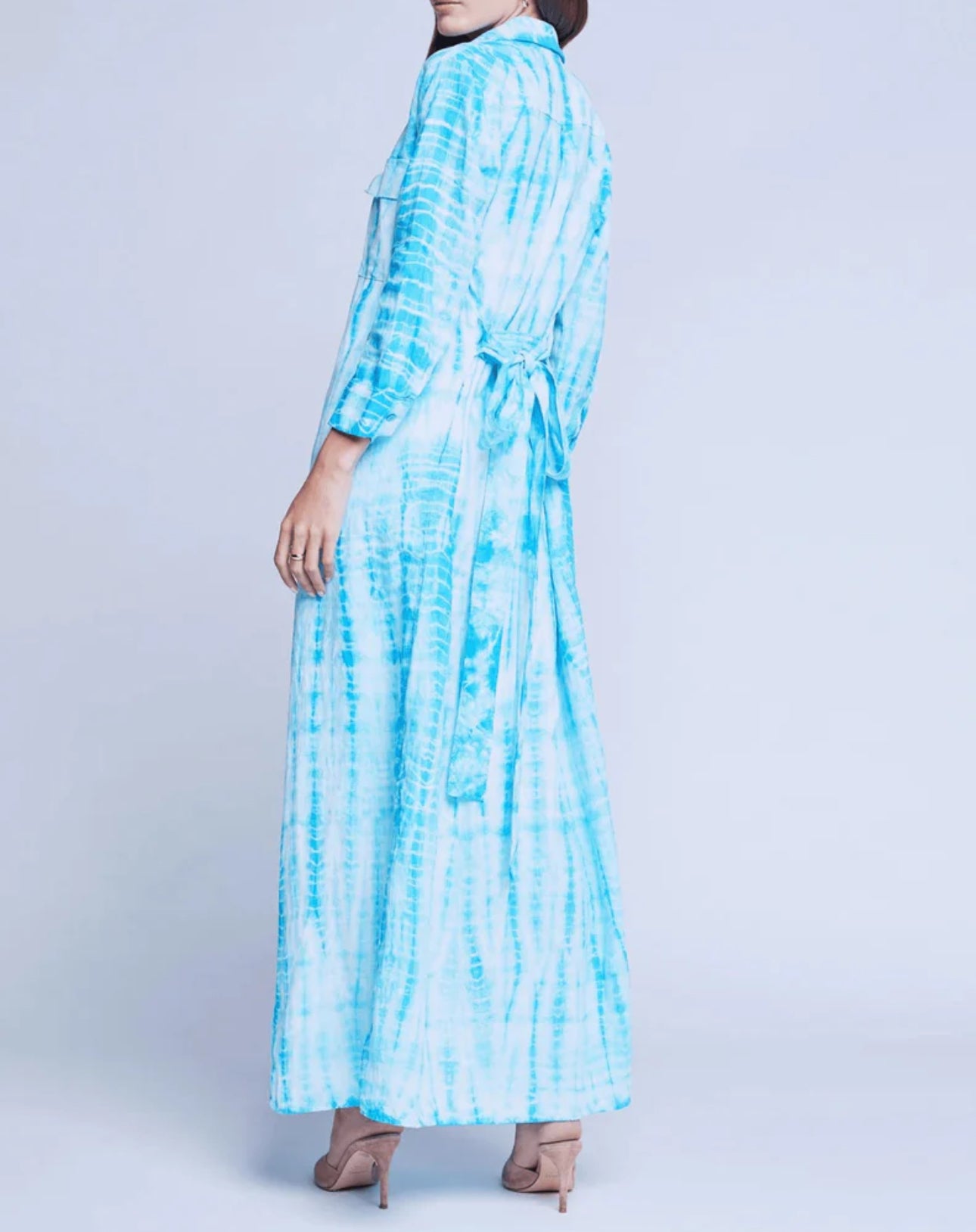 L’Agence Cameron Long Shirt Dress - Aqua Bamboo