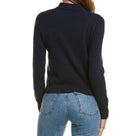 Autumn Cashmere Cut-Away Polo Rhinestone Button - Navy