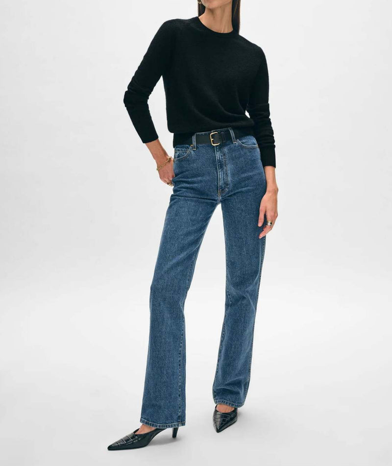 White + Warren Cashmere Shrunken Crewneck - Black
