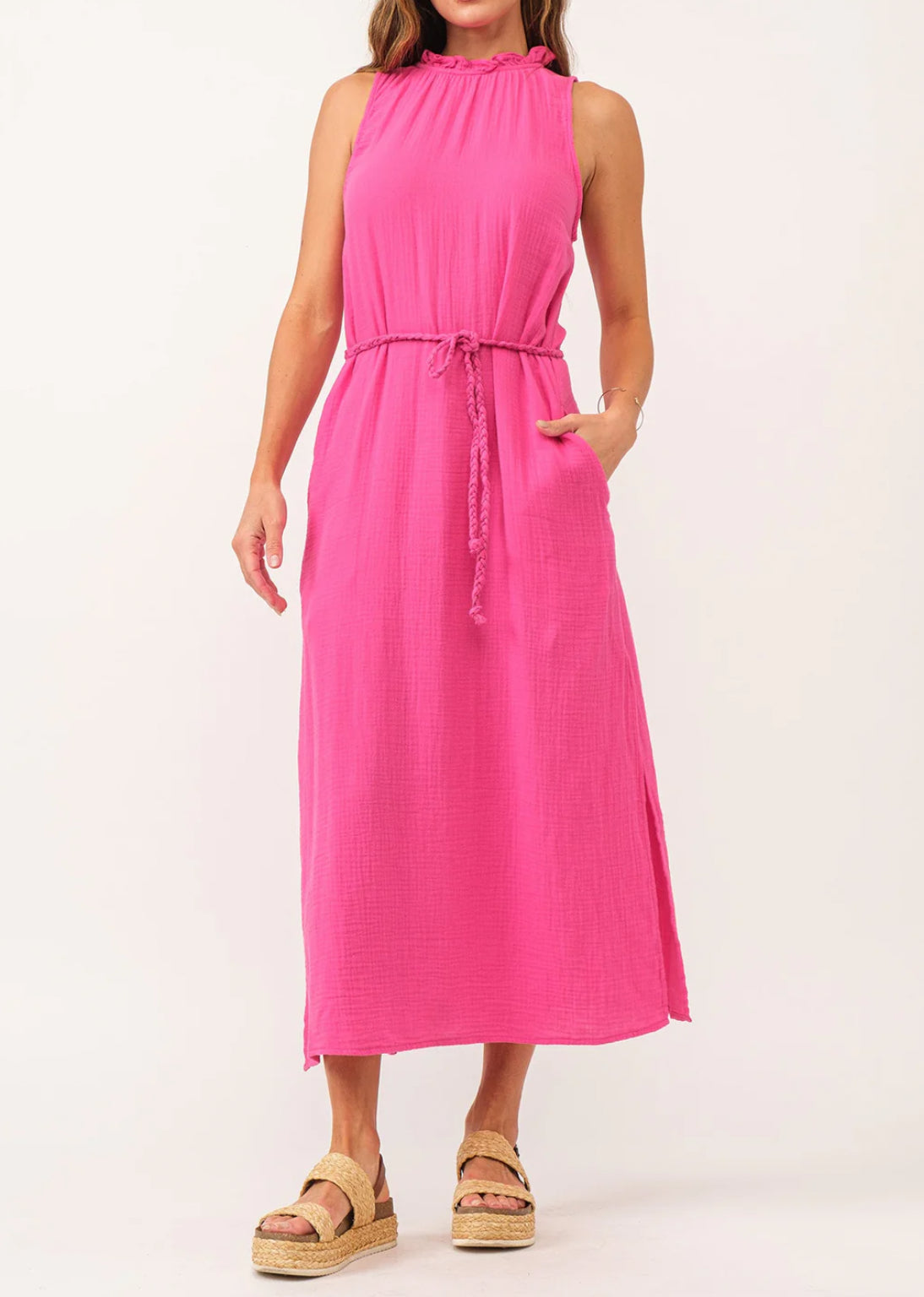 Dear John Emerson Keyhole Dress - Flash Pink Gauze