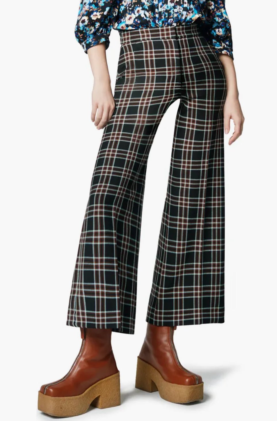 Smythe Wide Leg Culottes - Black Plaid