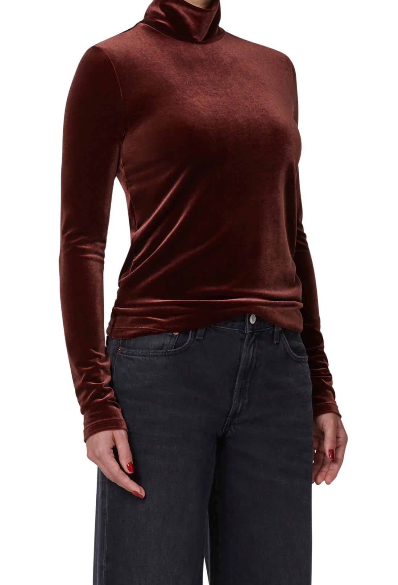 AGOLDE Pascale Turtleneck Top - Chocolate Milk