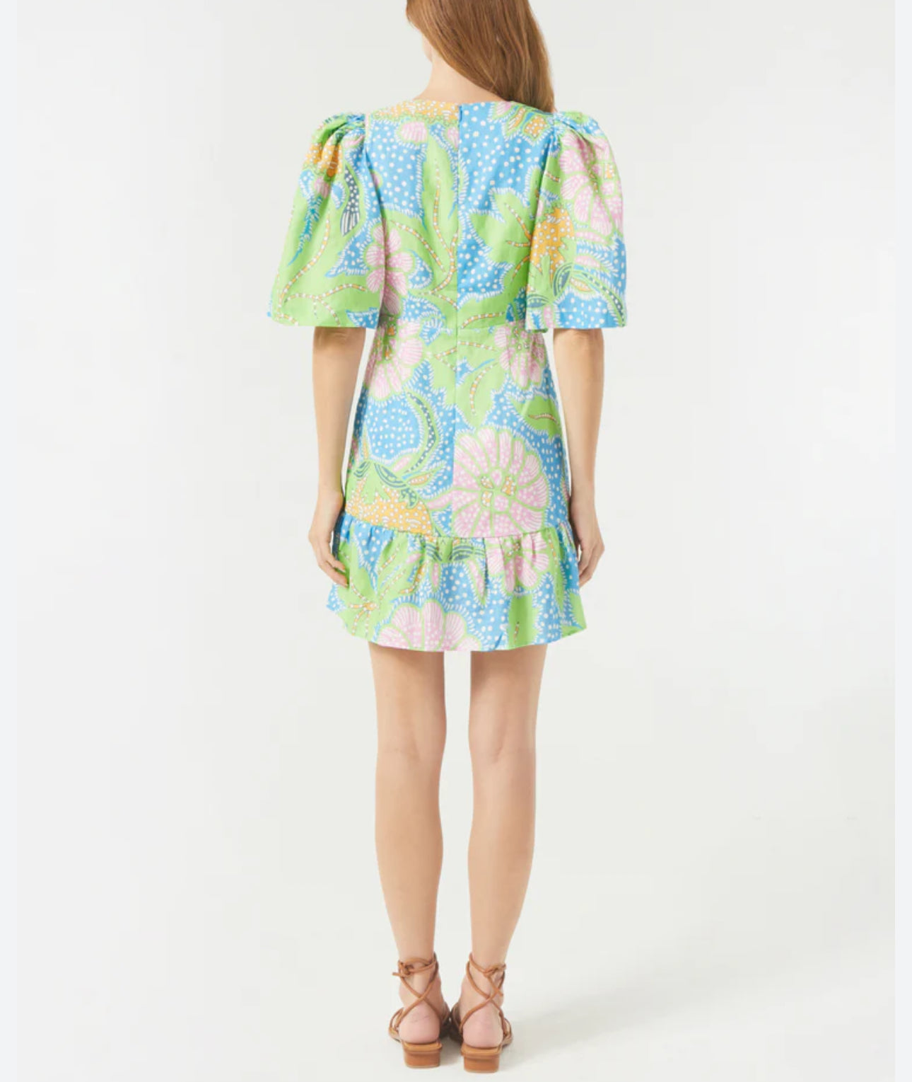 RHODE Linen Mariana Dress - Blue Psychedelic Flower Grande