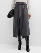 A.L.C. Clara Pinstripe Midi Wrap Skirt - Grey