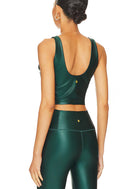 Spiritual Gangster Indie Wet Look Crop Tank - Deep Forest