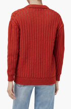 rag & bone Adrienne Open Stitch Cotton Blend Cardigan - Paprika