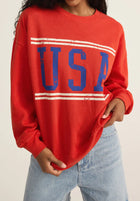 Z Supply USA Sunday Sweatshirt - Cabana Red