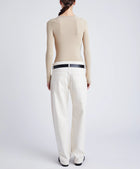Proenza Schouler White Label Isla Knit Henley in Viscose Rib - Khaki