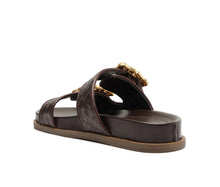 Schutz Enola Sporty Woven Leather Flat - Dark Chocolate