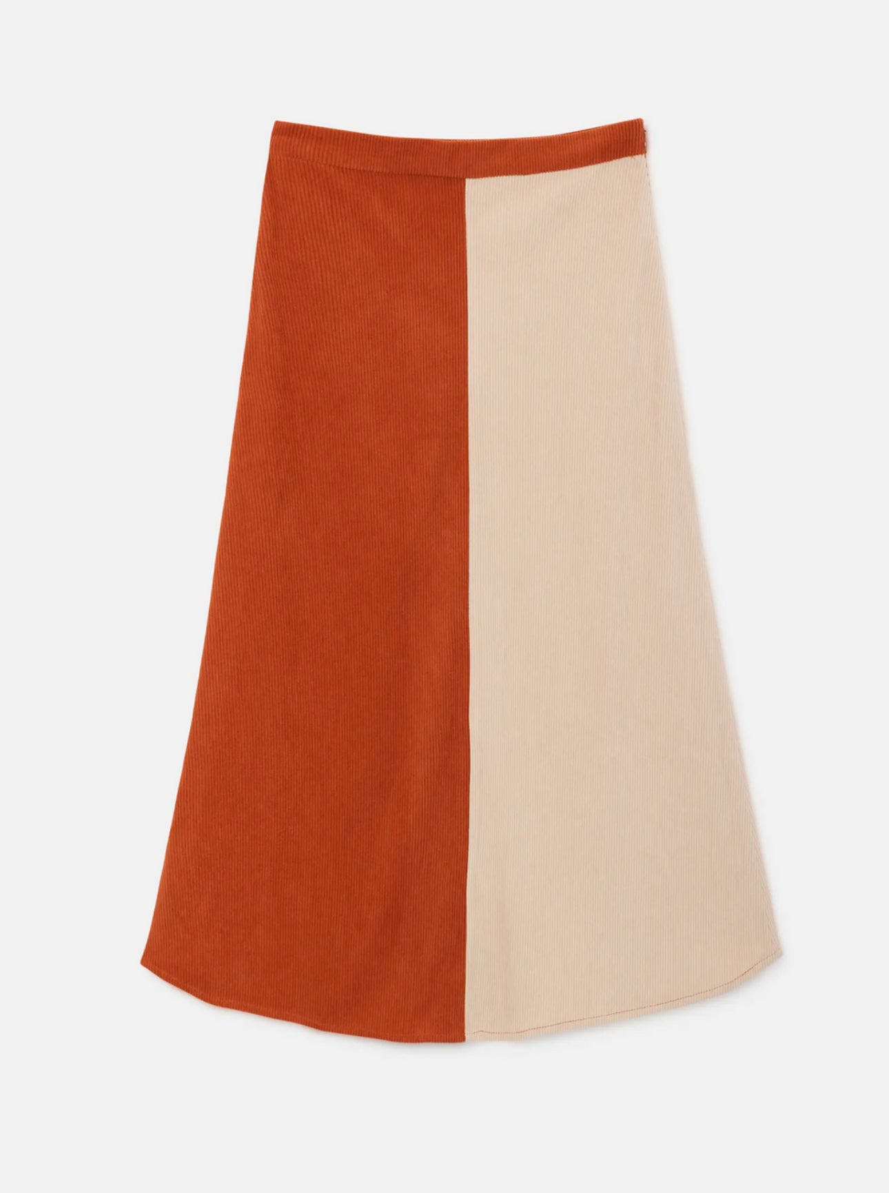 Compañia Fantastica Two Tone High Rise Corduroy Midi Skirt