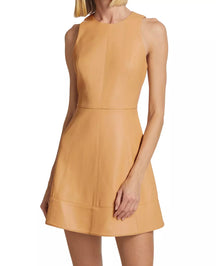 Alexis Lorenza Faux-Leather Fit & Flare Minidress - Dune