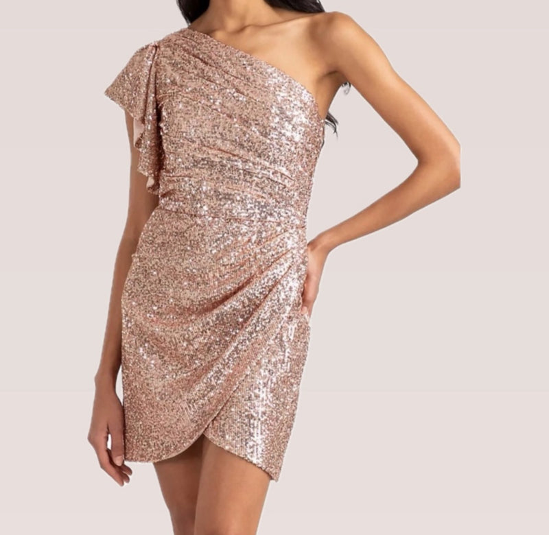 Shoshanna Dahlia Sequin One-Shoulder Dress