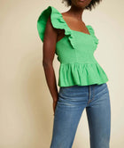 Nation Ltd Jenny Fused Ruffle Tank - Green