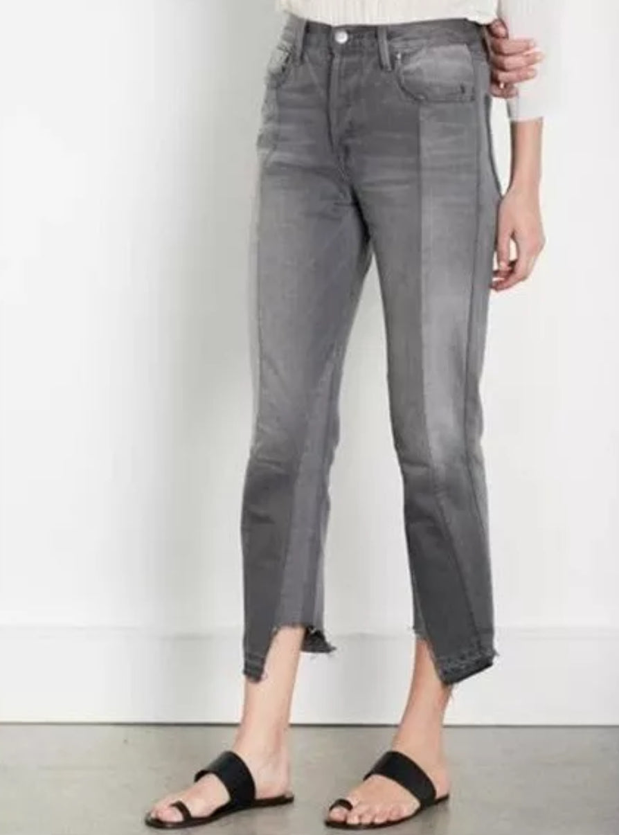 Frame Nouveau Le Mix Cropped High Rise Straight - Ash Mix