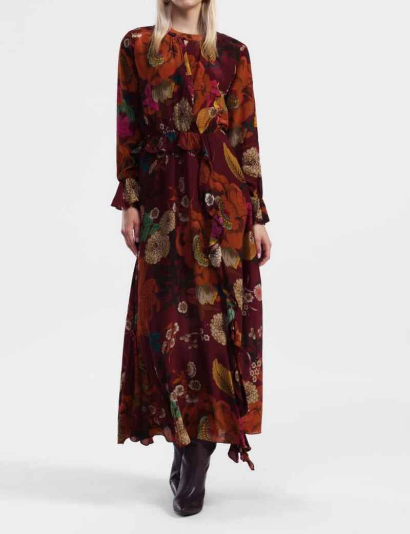 dixie Floral Long Dress With Long Sleeves