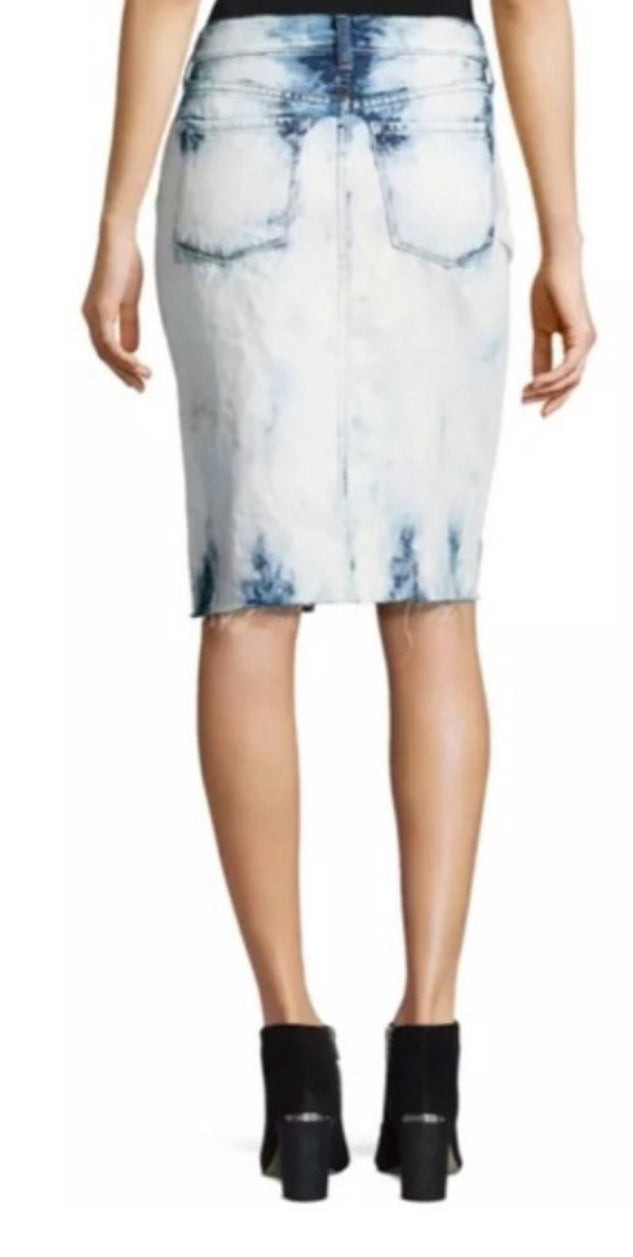 J Brand Trystan Bleached Denim Midi Skirt with Raw Hem - Elation