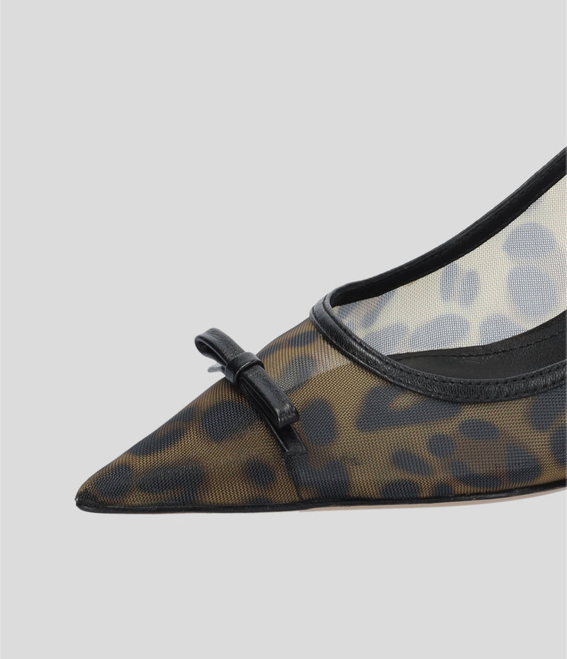 Lola Cruz Satina Slingback Kitten Heels - Leopard