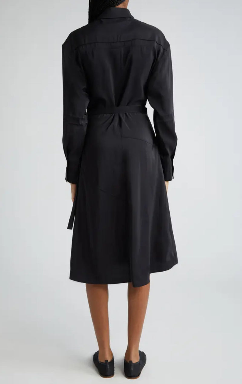 Proenza Schouler Olympia Long Sleeve Washed Habotai Shirtdress