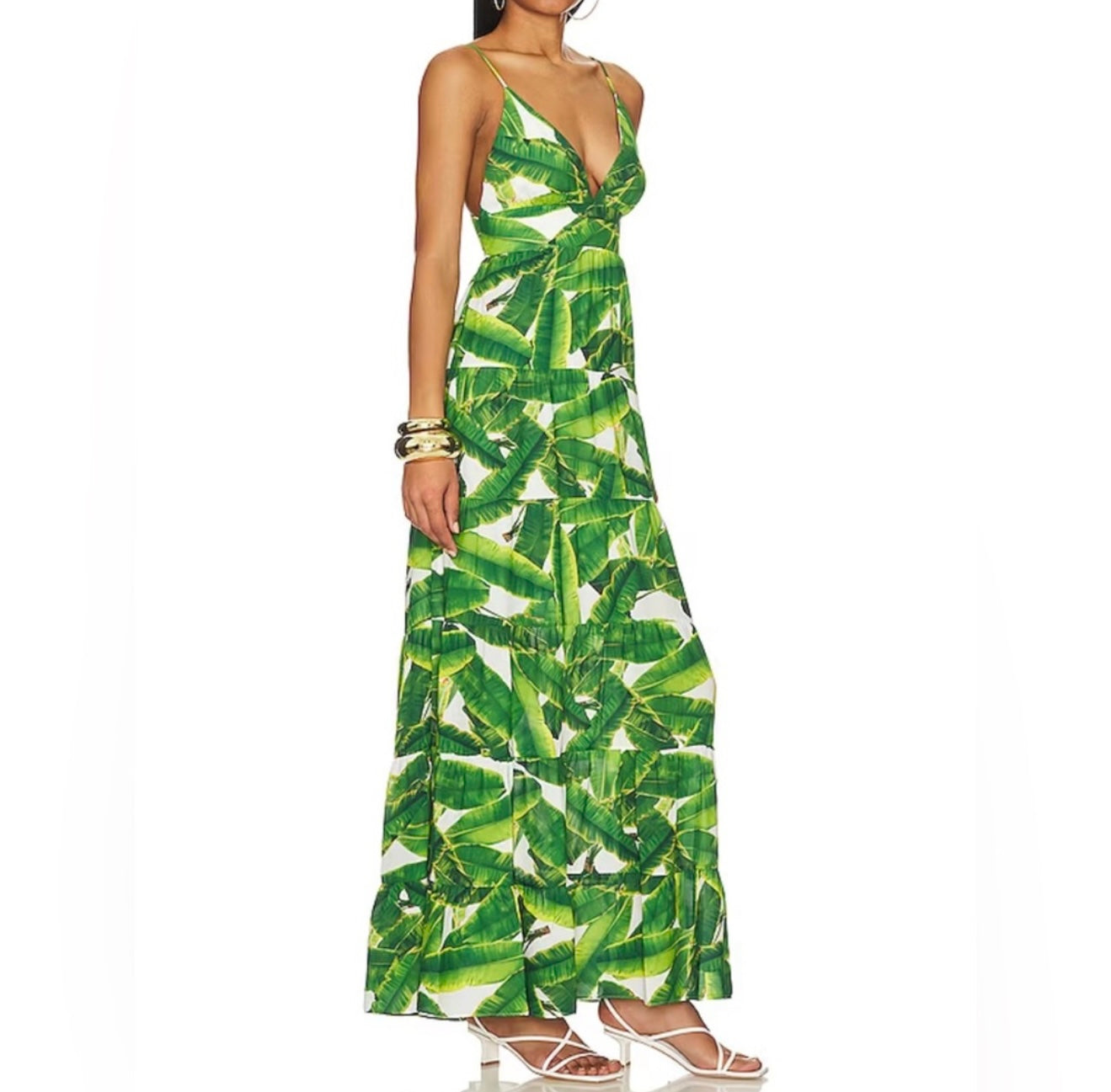 alice + olivia Karolina Halter Maxi Dress - Sun Palm/Off White